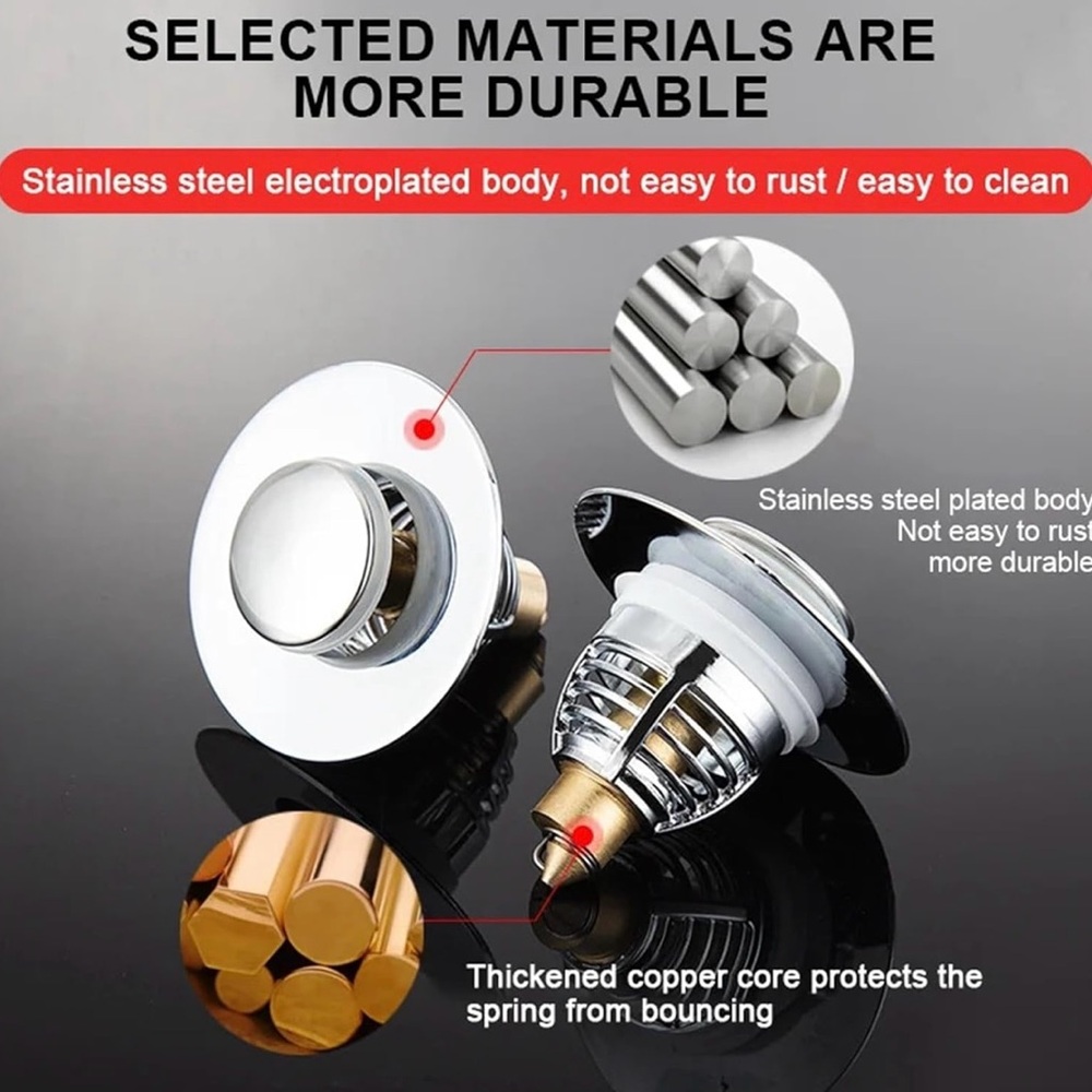 Stainless Steel Sink basin pop up strainer plug kitchen, bathroom - Picture 4 of 7